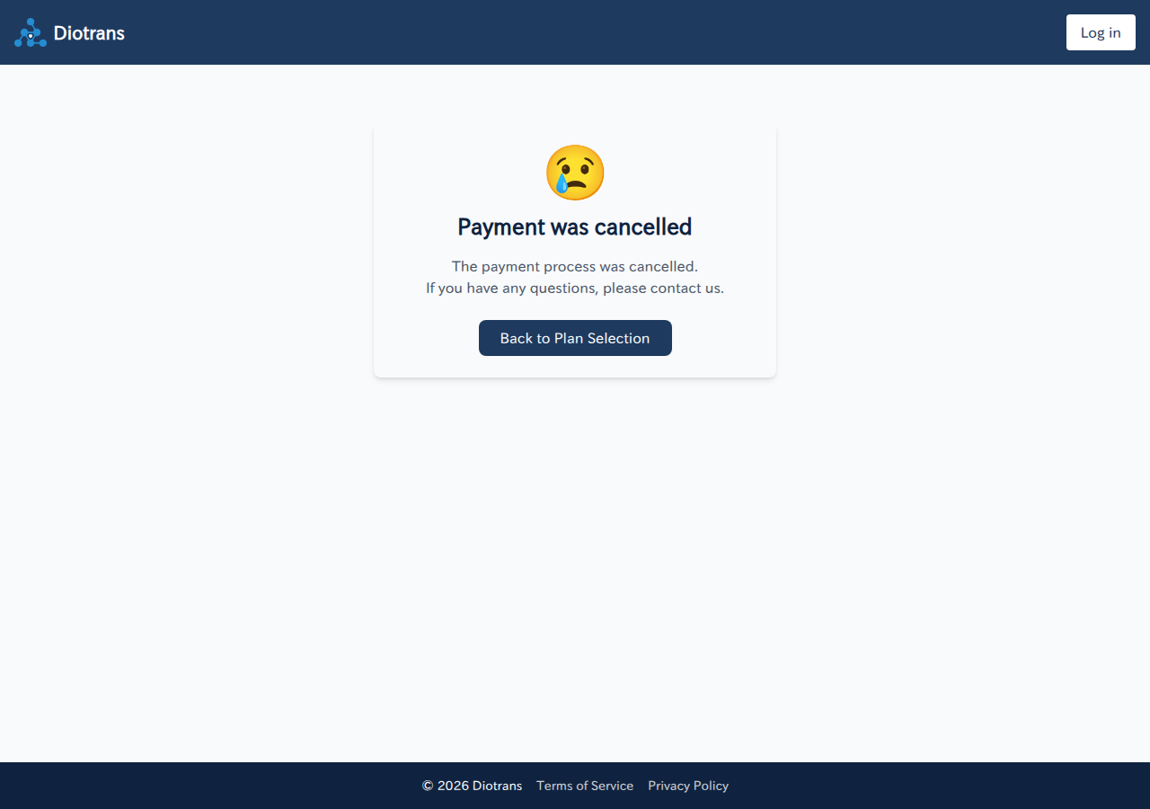 The cancellation screen