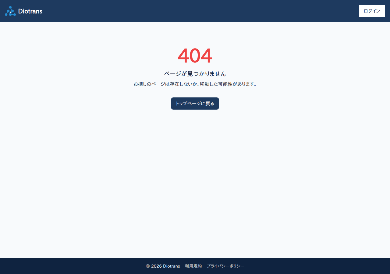 ページが見つからないエラー画面