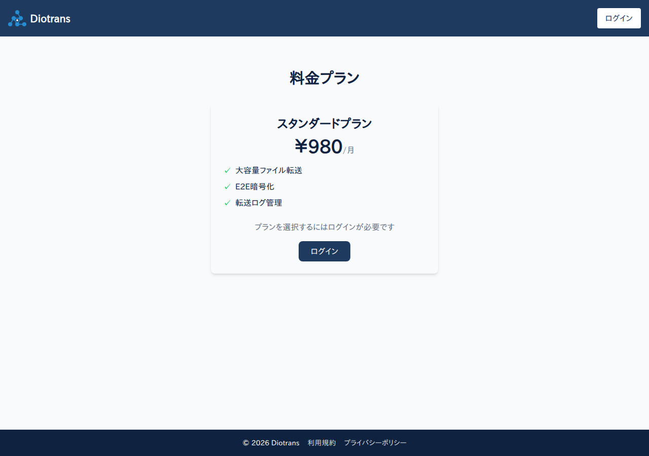 公開サイトの料金ページ